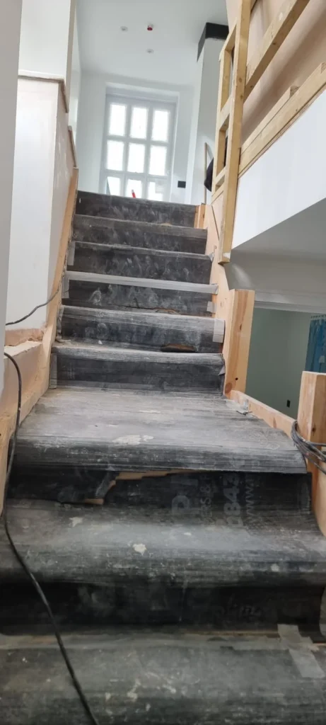 oak staircase cladding project before image